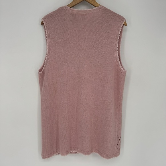 Vintage Cardigan Sweater Vest Women's Large Pink Granny Embroidered‎ Floral - Picture 8 of 8